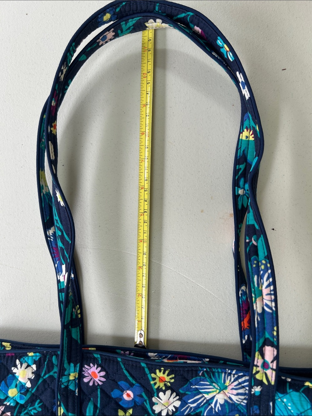 Vera Bradley Navy Quilted Floral Tote with Teal & Pink Accents - Picture 6 of 8